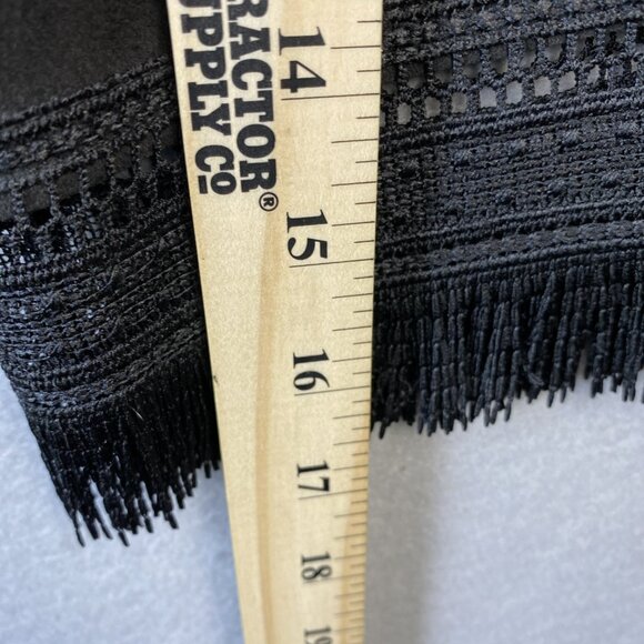 Zara‎ Faux Suede Jacket Women's Medium Black Lace Trim Boho Open Front Oversized - Picture 9 of 13